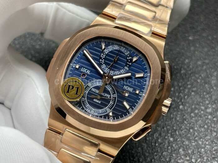 P1 Factory Patek Philippe Nautilus 5990/1R-001 40.5mm Full Rose Gold Blue Dial - Image 3