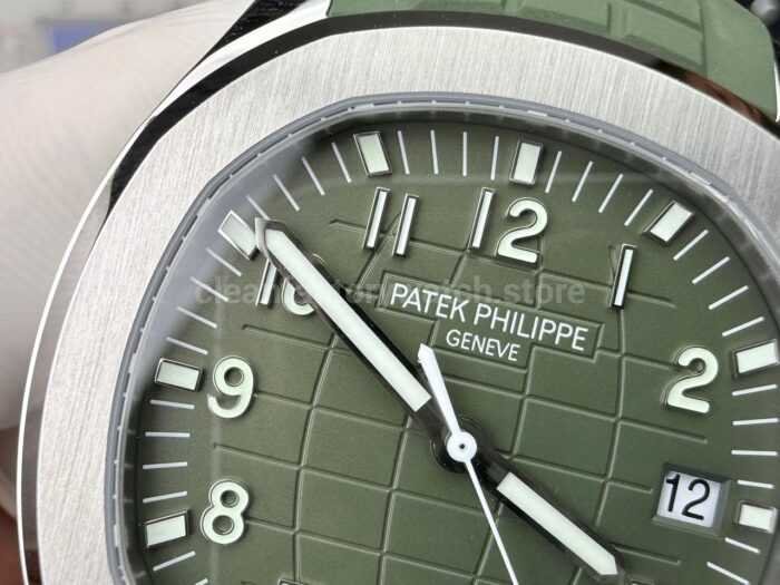 3K Factory Patek Philippe Aquanaut 42.2mm 5168G-010 White Gold，Avocado Green Rubber Strap Avocado Green Dial - Image 4
