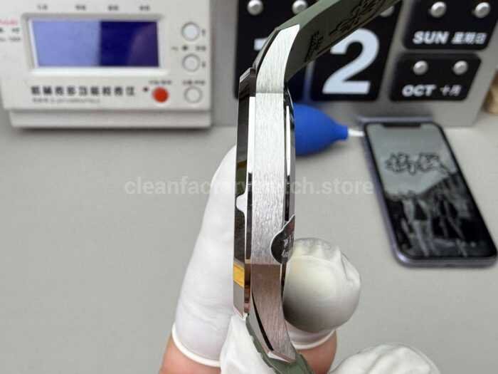 3K Factory Patek Philippe Aquanaut 42.2mm 5168G-010 White Gold，Avocado Green Rubber Strap Avocado Green Dial - Image 5