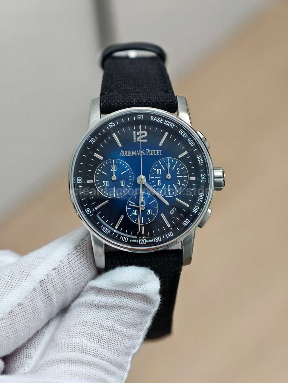 APS Factory Audemars Piguet Code 11.59 26393BC.OO.A002KB.01 41mm Steel Canvas Strap Blue Dial