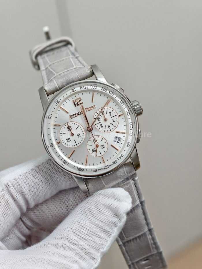 APS Factory Audemars Piguet Code 11.59 26393CR.OO.A008KB.01 41mm Rose Gold&Steel Canvas Strap Silver Dial - Image 2