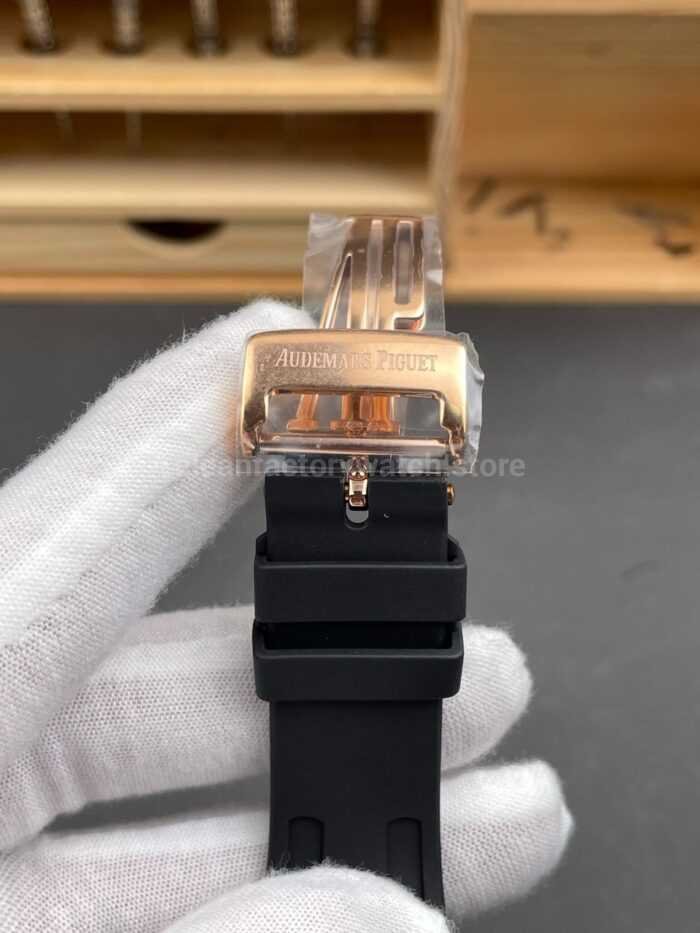 APS Factory Audemars Piguet Royal Oak Chronograph 26240OR.OO.1320OR.01 41mm Rubber Strap Rose Gold Blue Dial - Image 7