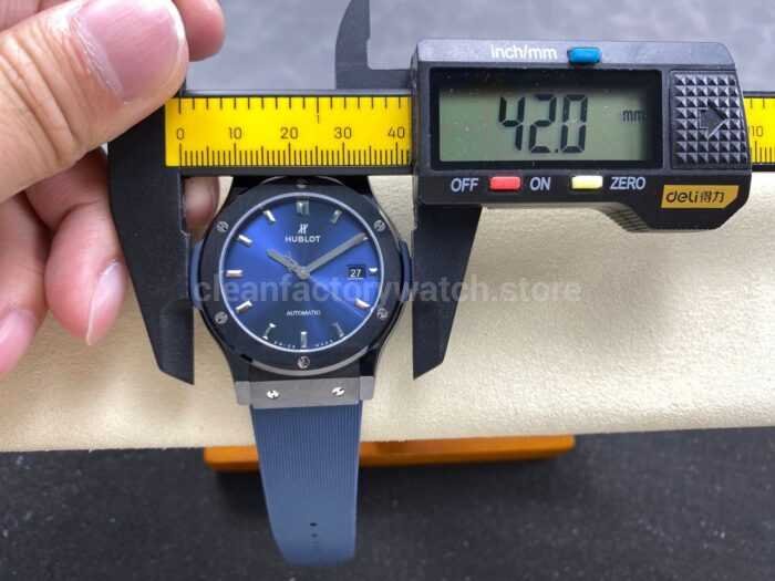 JJZ Factory Hublot Classic Fusion 542.CM.7170.LR 42mm Ceramic Rubber Strap Blue Dial - Image 11