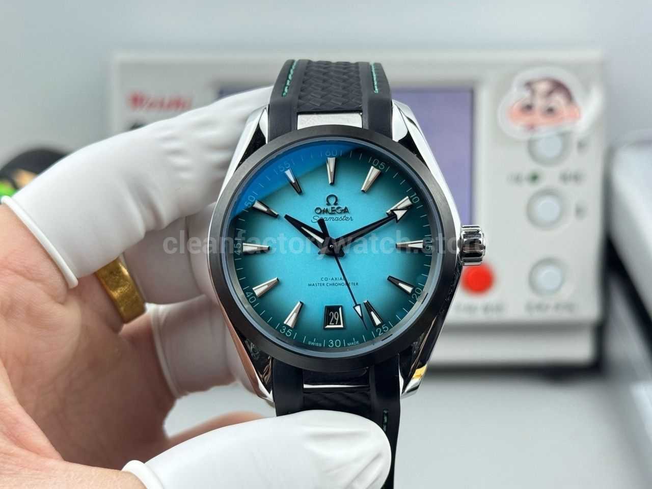 OVS Factory Omega Seamaster Aqua Terra 220.10.41.21.03.006 41mm Rubber Strap Turquoise Colour Dial