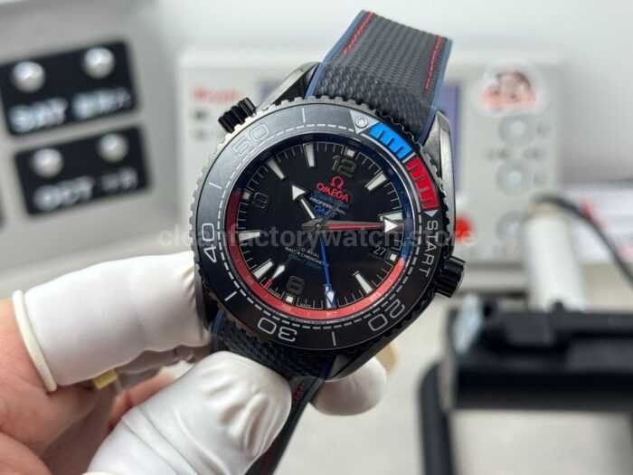 OVS Factory Omega Seamaster Planet Ocean 215.92.46.22.01.004 45.5mm Rubber Strap Arabic Numerals Black - Image 4