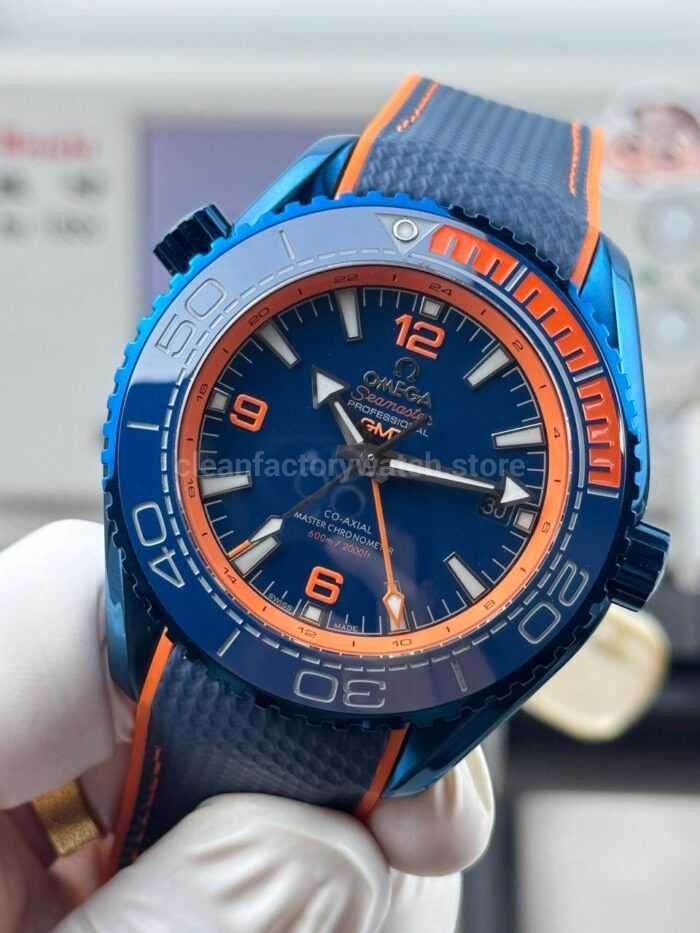 OVS Factory Omega Seamaster Planet Ocean 215.92.46.22.03.001 45.5mm Rubber Strap Arabic Numerals Blue - Image 3