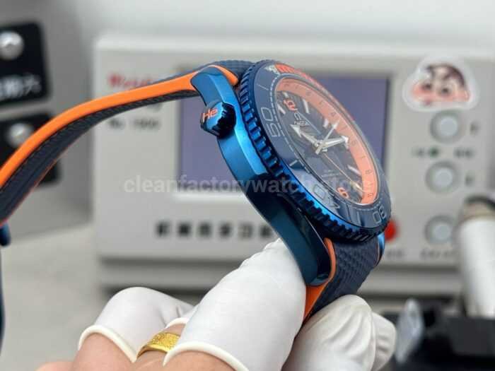 OVS Factory Omega Seamaster Planet Ocean 215.92.46.22.03.001 45.5mm Rubber Strap Arabic Numerals Blue - Image 6