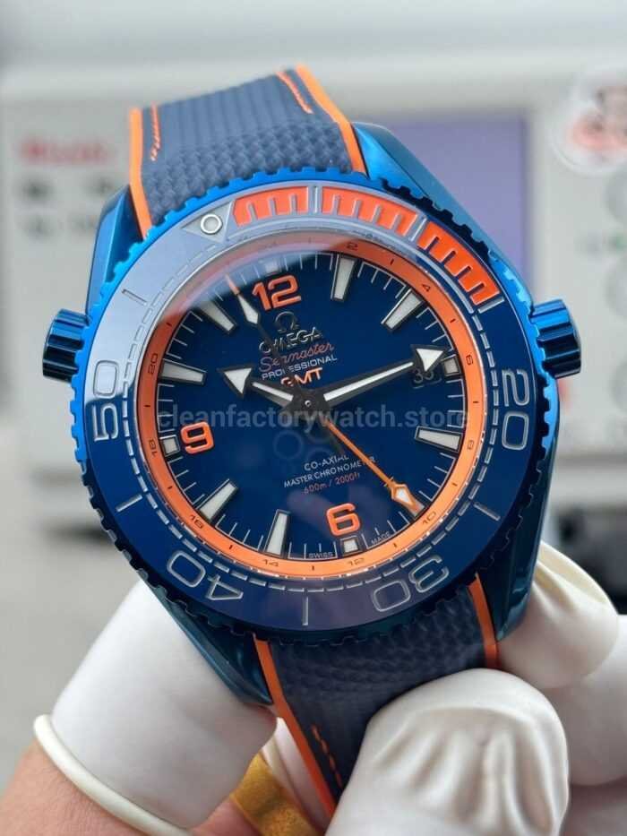 OVS Factory Omega Seamaster Planet Ocean 215.92.46.22.03.001 45.5mm Rubber Strap Arabic Numerals Blue - Image 2
