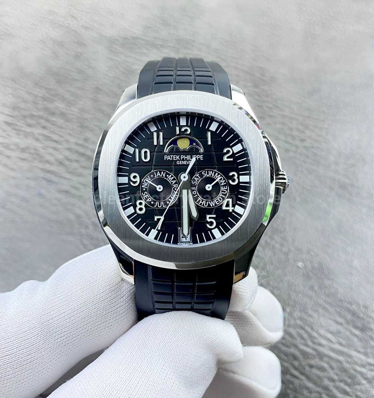 PP+ Factory Patek Philippe Aquanaut 5261 40mm Steel Black Rubber Strap Black Dial (4) PP+ Factory Patek Philippe Aquanaut 5261 40mm Steel Black Rubber Strap Black Dial - Image 1