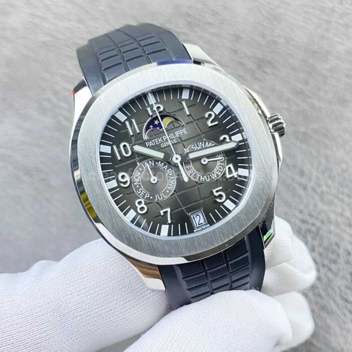 PP+ Factory Patek Philippe Aquanaut 5261 40mm Steel Black Rubber Strap Grey Dial - Image 2