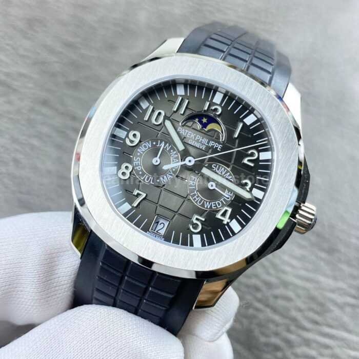 PP+ Factory Patek Philippe Aquanaut 5261 40mm Steel Black Rubber Strap Grey Dial - Image 3