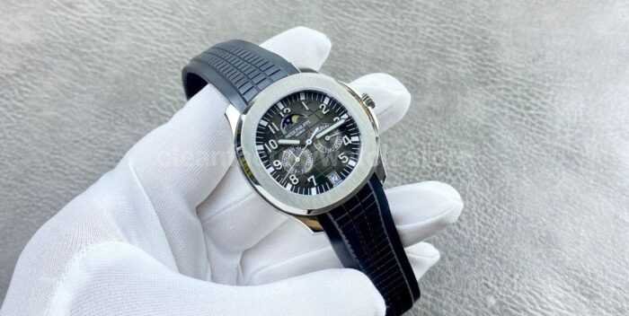PP+ Factory Patek Philippe Aquanaut 5261 40mm Steel Black Rubber Strap Grey Dial - Image 4
