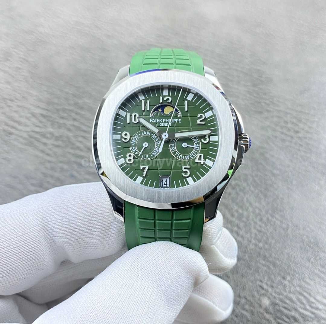 PP+ Factory Patek Philippe Aquanaut 5261 Green Rubber Strap Green Dial (1) PP+ Factory Patek Philippe Aquanaut 5261 40mm Green Rubber Strap Green Dial - Image 1