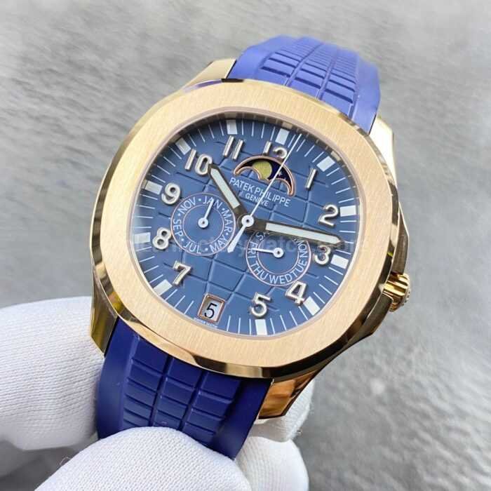 PP+ Factory Patek Philippe Aquanaut 5261R-001 40mm Rose Gold Blue Rubber Strap Blue Dial - Image 3