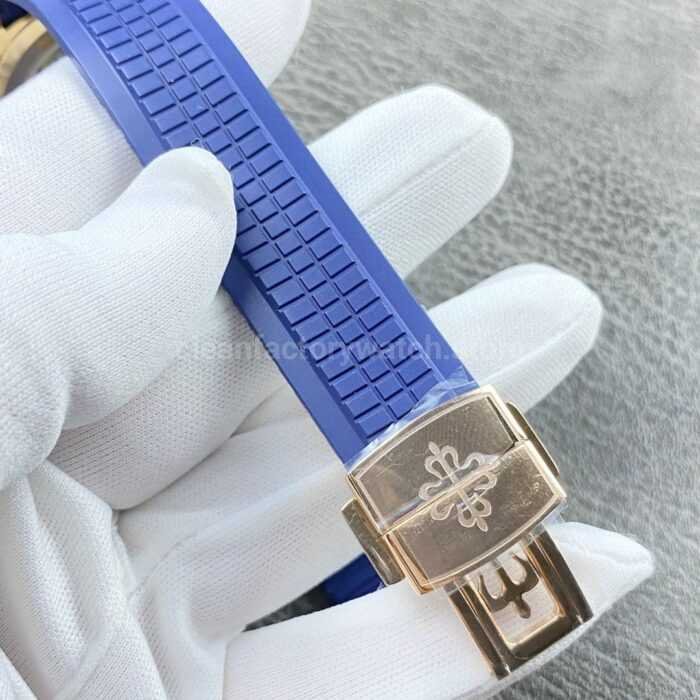 PP+ Factory Patek Philippe Aquanaut 5261R-001 40mm Rose Gold Blue Rubber Strap Blue Dial - Image 8