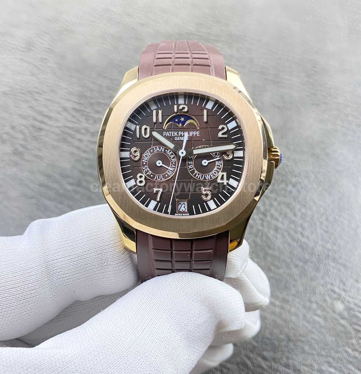 PP+ Factory Patek Philippe Aquanaut 5261R 40mm Rose Gold Brown Rubber Strap Brown Dial