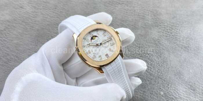 PP+ Factory Patek Philippe Aquanaut 5261R 40mm Rose Gold White Rubber Strap White Dial - Image 4