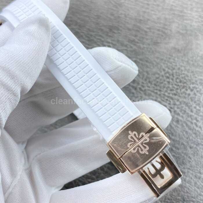 PP+ Factory Patek Philippe Aquanaut 5261R 40mm Rose Gold White Rubber Strap White Dial - Image 8
