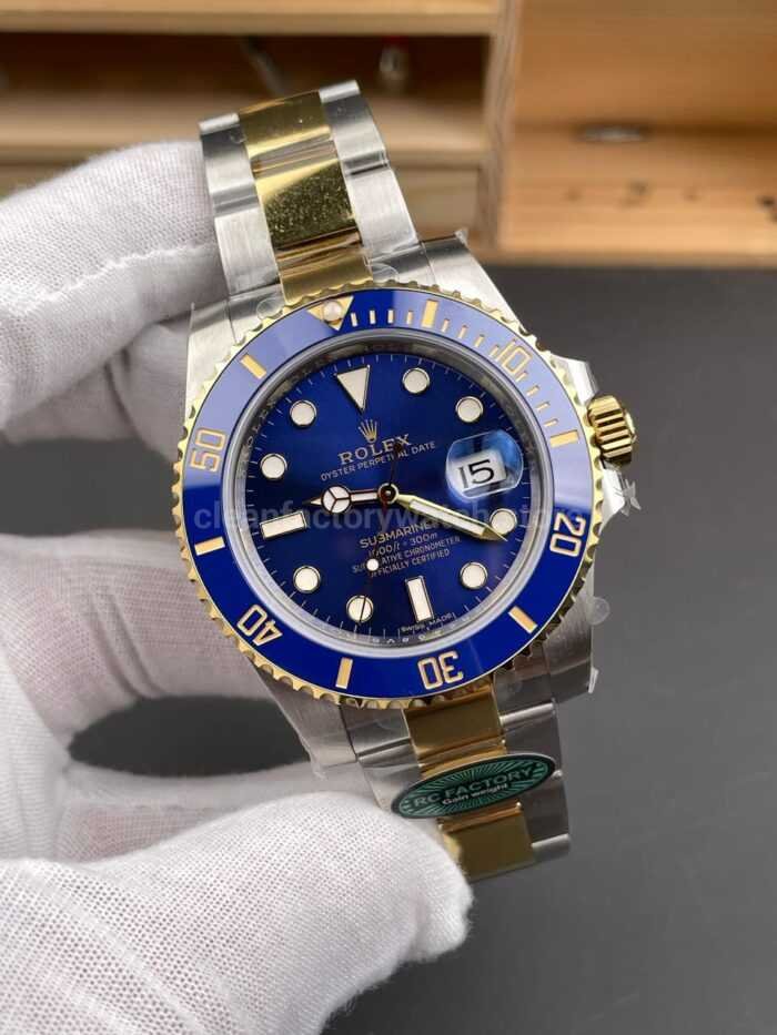 RC Factory Counterweight Rolex Submariner Date 116613LB 40mm Half Gold Blue Dial - Image 2