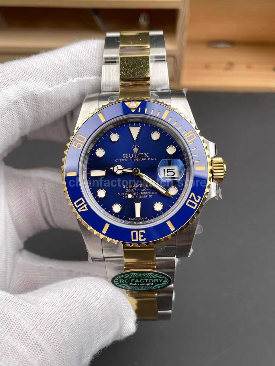 RC Factory Counterweight Rolex Submariner Date 116613LB 40mm Half Gold Blue Dial