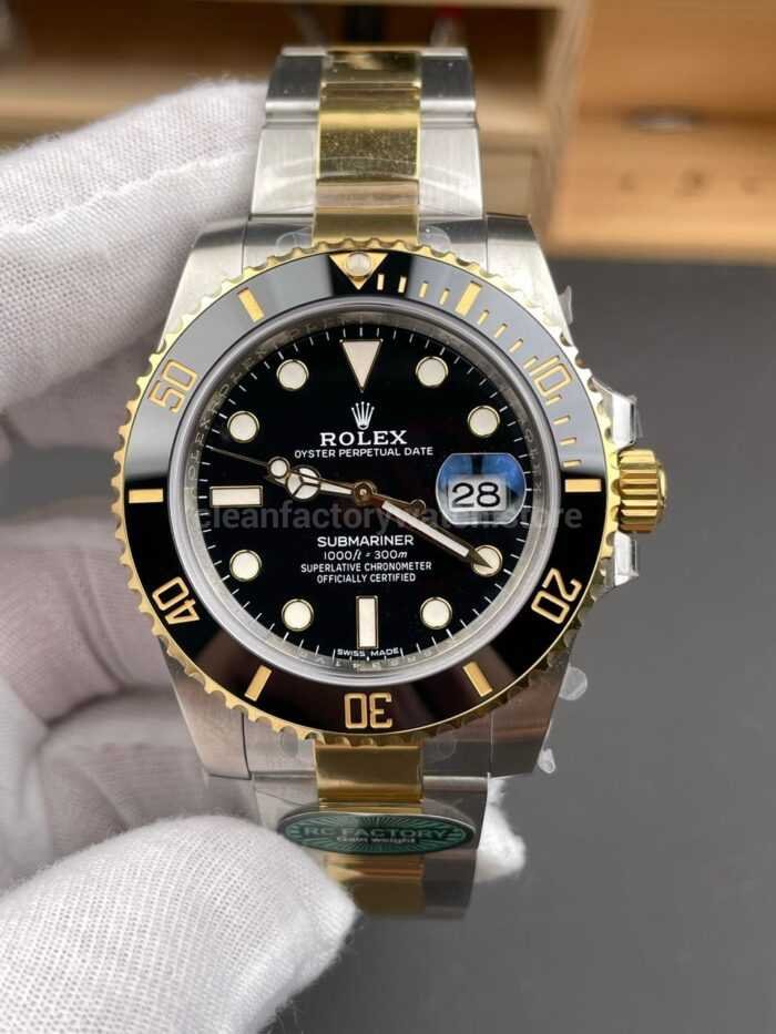 RC Factory Counterweight Rolex Submariner Date 116613LN 40mm Half Gold Black Dial - Image 3