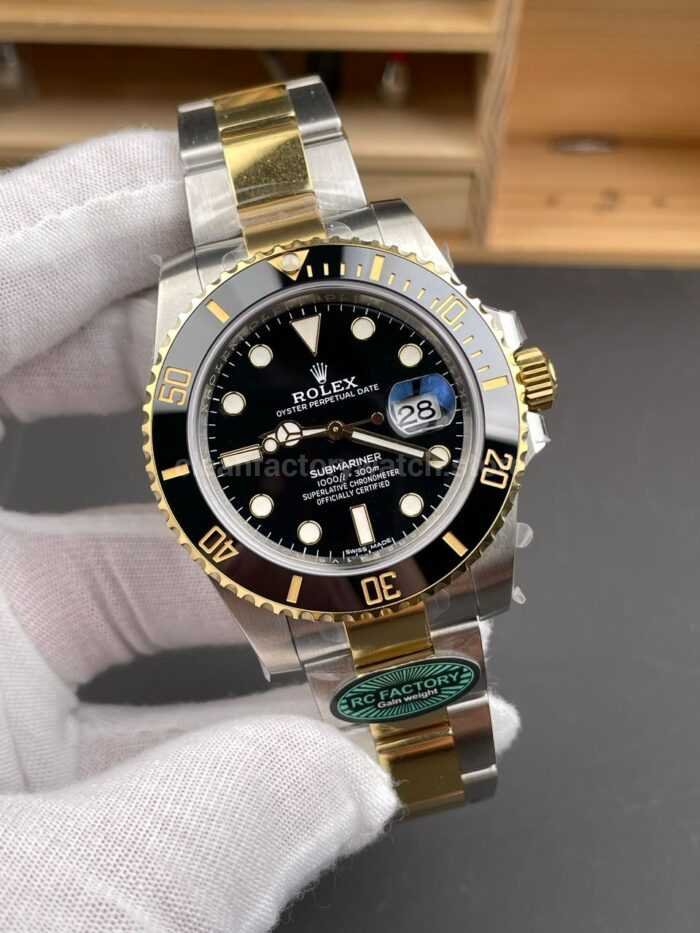 RC Factory Counterweight Rolex Submariner Date 116613LN 40mm Half Gold Black Dial - Image 2