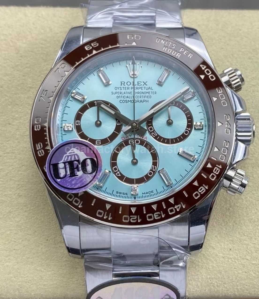 UFO Factory Counterweight Rolex Daytona 126506-0002 40mm Full Platinum Ice Blue Diamond Baguette Dial