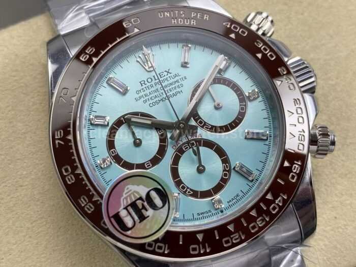 UFO Factory Counterweight Rolex Daytona 126506-0002 40mm Full Platinum Ice Blue Diamond Baguette Dial - Image 2