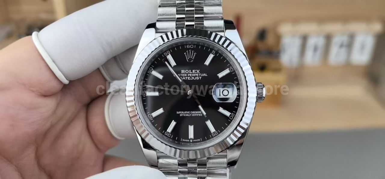 V Factory Rolex Datejust 126234-0015 36mm Full 904L Black Dial Jubilee