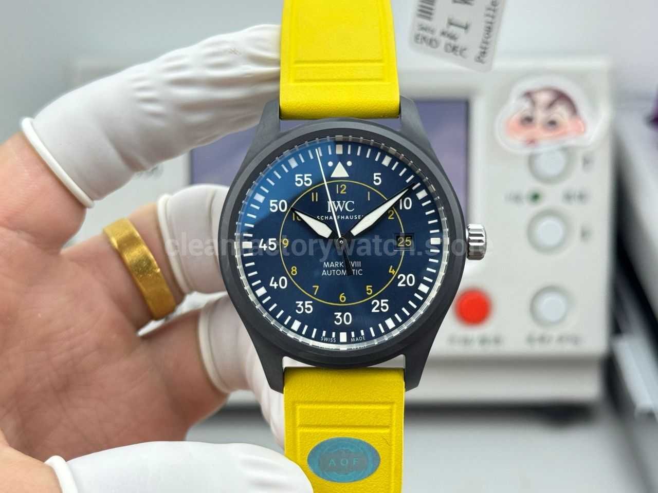 AOF Factory IWC Pilot 41mm Ceramic Rubber Strap Blue Dial