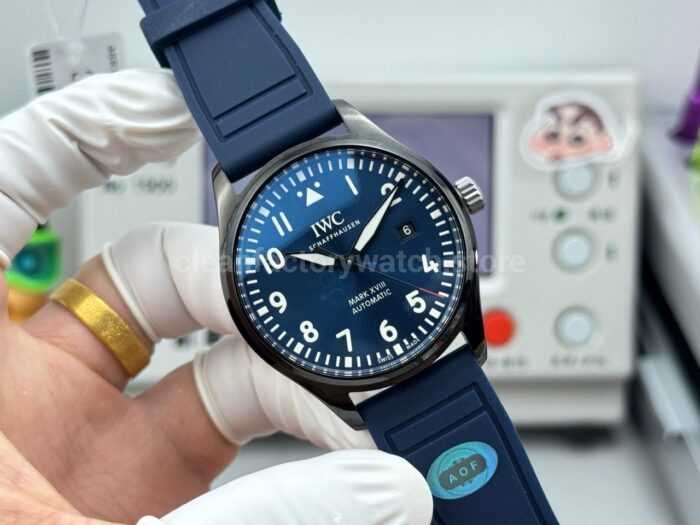 AOF Factory IWC Pilot IW324703 41mm Ceramic Rubber Strap Blue Dial - Image 4