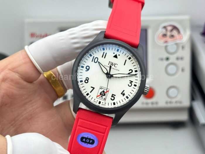 AOF Factory IWC Pilot IW326905 41mm Ceramic Red Rubber Strap White Dial - Image 5