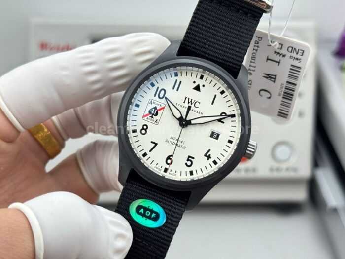 AOF Factory IWC Pilot IW326905 41mm Ceramic Textile Strap White Dial - Image 5