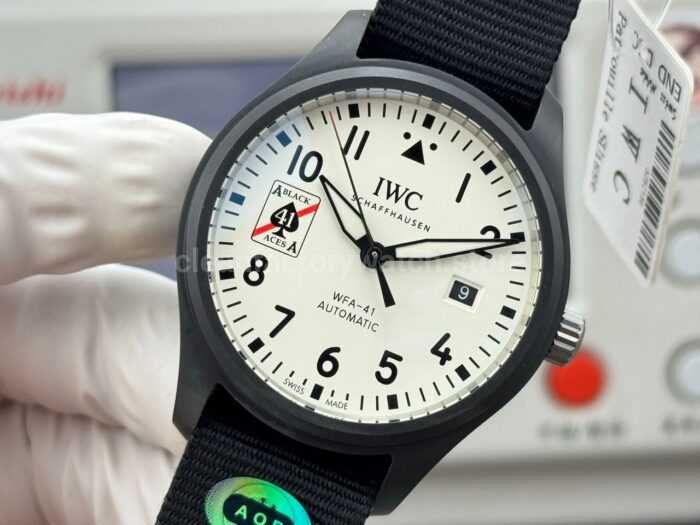 AOF Factory IWC Pilot IW326905 41mm Ceramic Textile Strap White Dial - Image 3