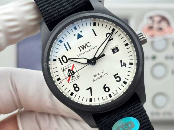 AOF Factory IWC Pilot IW326905 41mm Ceramic Textile Strap White Dial - Image 2