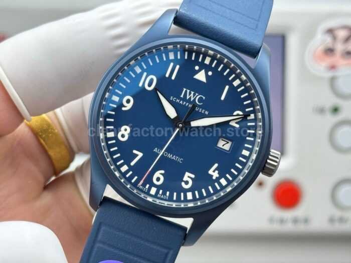 AOF Factory IWC Pilot IW328101 41mm Ceramic Blue Rubber Strap Blue Dial - Image 3