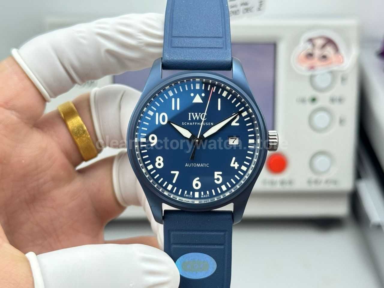 AOF Factory IWC Pilot IW328101 41mm Ceramic Blue Rubber Strap Blue Dial (9) AOF Factory IWC Pilot IW328101 41mm Ceramic Blue Rubber Strap Blue Dial - Image 1