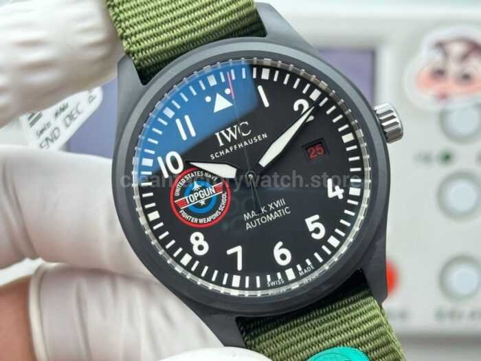 AOF Factory IWC Pilot Mark XVIII IW324712 41mm Ceramic Textile Strap Black Dial - Image 2