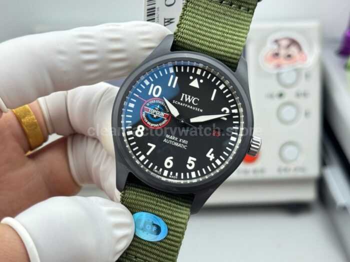 AOF Factory IWC Pilot Mark XVIII IW324712 41mm Ceramic Textile Strap Black Dial - Image 5