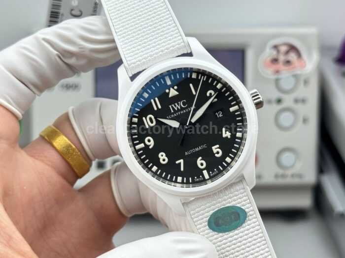 AOF Factory IWC Pilot Top Gun Lake Tahoe IW328104 41mm Ceramic Textile Strap Black Dial - Image 4