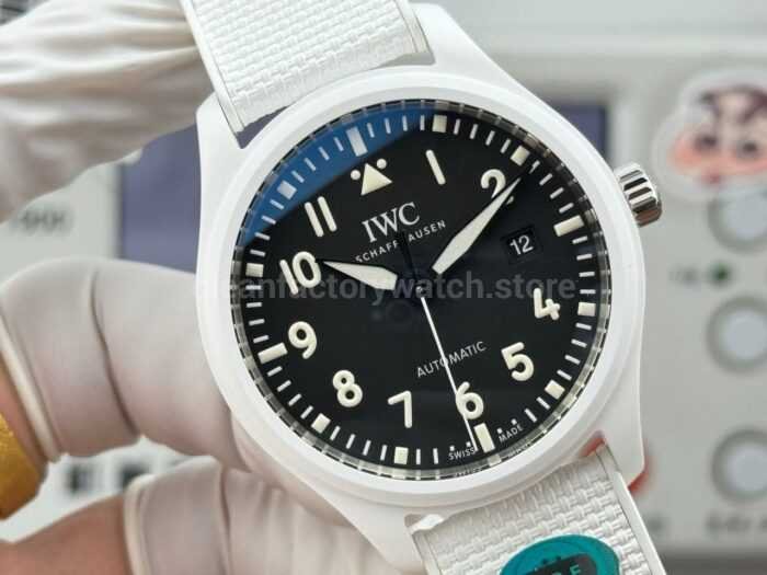 AOF Factory IWC Pilot Top Gun Lake Tahoe IW328104 41mm Ceramic Textile Strap Black Dial - Image 2