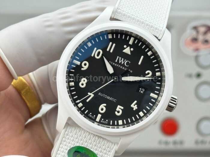 AOF Factory IWC Pilot Top Gun Lake Tahoe IW328104 41mm Ceramic Textile Strap Black Dial - Image 3