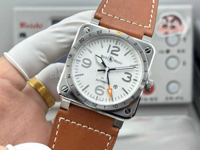 BRF Factory Bell & Ross BR 03-93 GMT 42mm Steel Leather Strap White Dial - Image 3