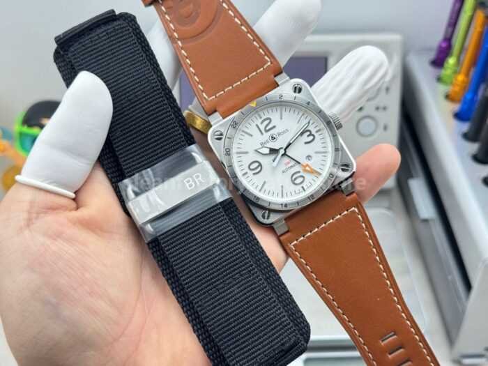BRF Factory Bell & Ross BR 03-93 GMT 42mm Steel Leather Strap White Dial - Image 9
