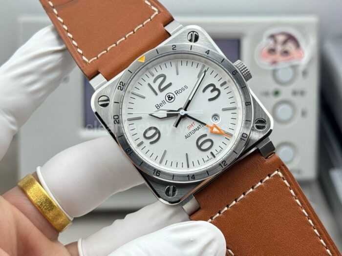 BRF Factory Bell & Ross BR 03-93 GMT 42mm Steel Leather Strap White Dial - Image 2