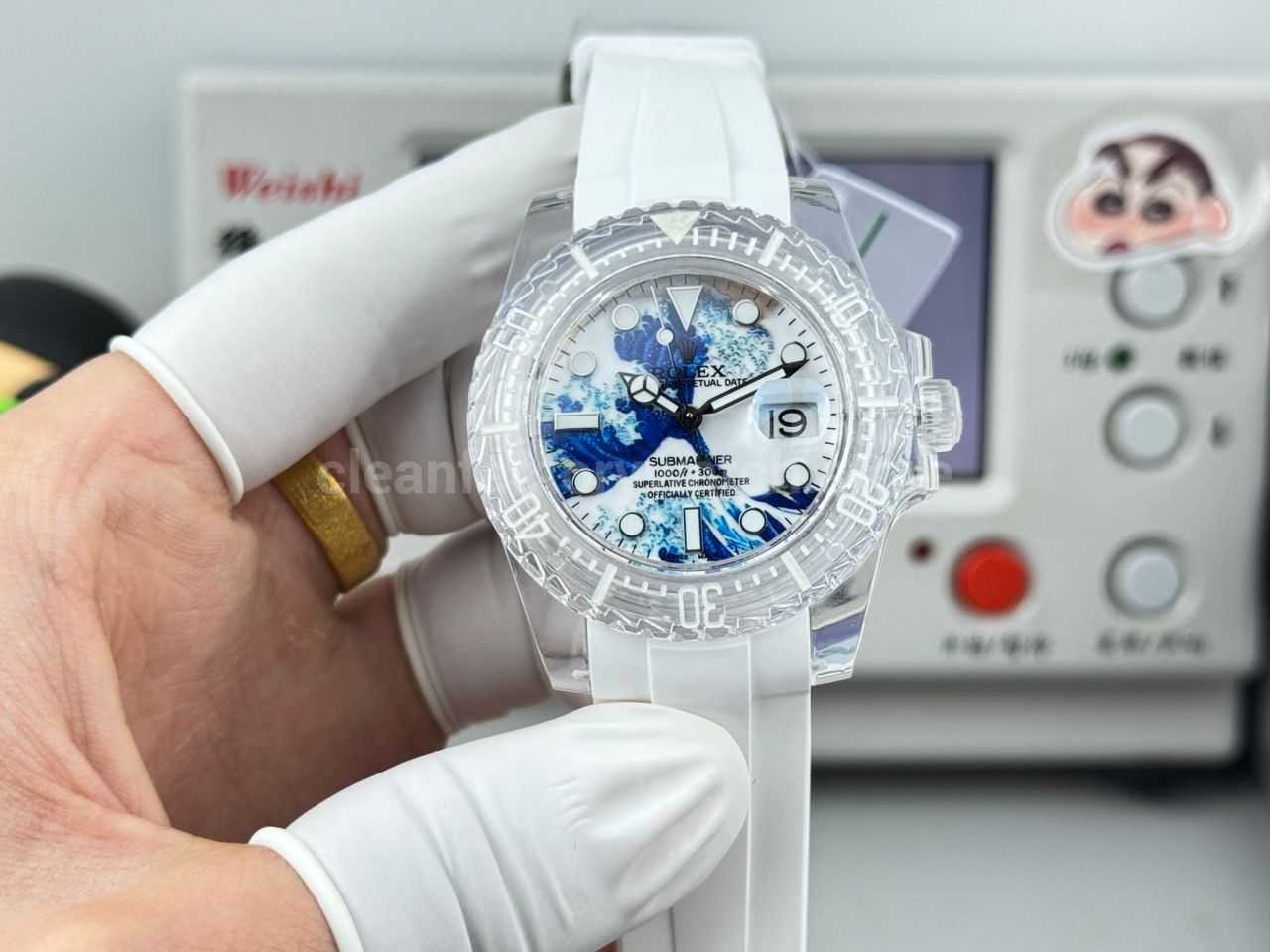 ER Factory Rolex Submariner Phantom Lab 116610 40mm Frosted polycarbonate PMMA Great Wave off Kanagawa Dial