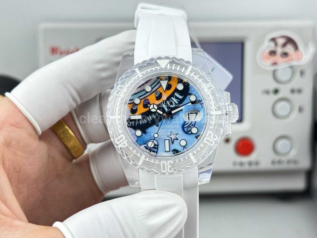 ER Factory Rolex Submariner Phantom Lab 116610 40mm Frosted polycarbonate PMMA Happy Birthday Dial