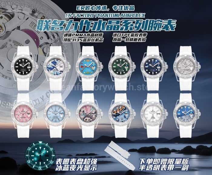 ER Factory Rolex Submariner Phantom Lab 116610 40mm Frosted polycarbonate PMMA Ice Blue Dial - Image 10