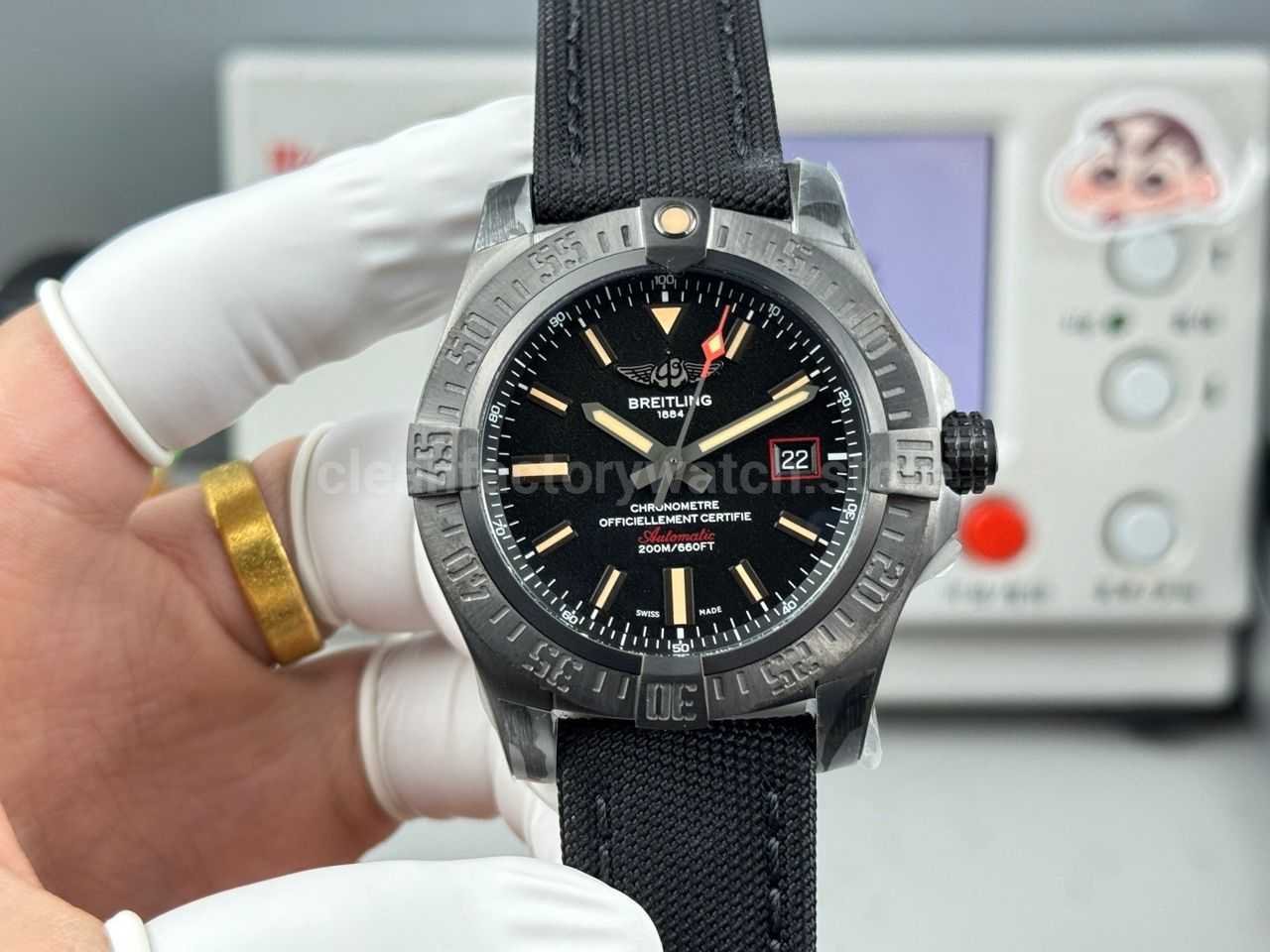 GF Factory Breitling Avenger Blackbird V17311101B1W1 44mm Titanium Military Canvas Strap Black Dial