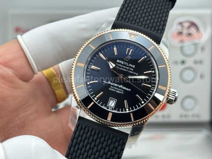 GF Factory Breitling Superocean Heritage B20 UB2010121B1A1 42mm Rubber Strap Gold/Steel Black Dial - Image 5